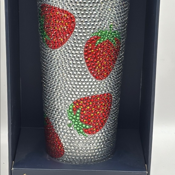 Hydrapeak Sparkling Silver Tumbler with Red Strawberry Accents - Picture 5 of 7